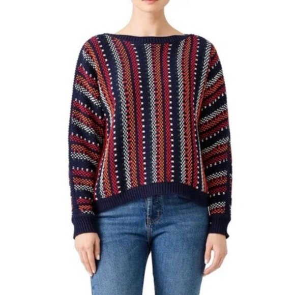 ba&sh Marlet Marine Lady Pullover sweater 2 Knit medium Navy Multicolor - Picture 2 of 15